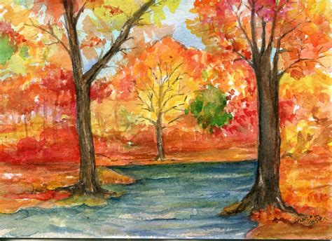 fall watercolor images|watercolor fall landscapes images.